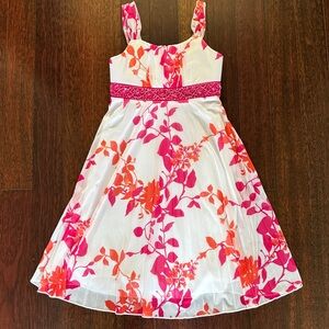 Speechless size 10 Girls White Floral Sundress with Pink & Orange wore once